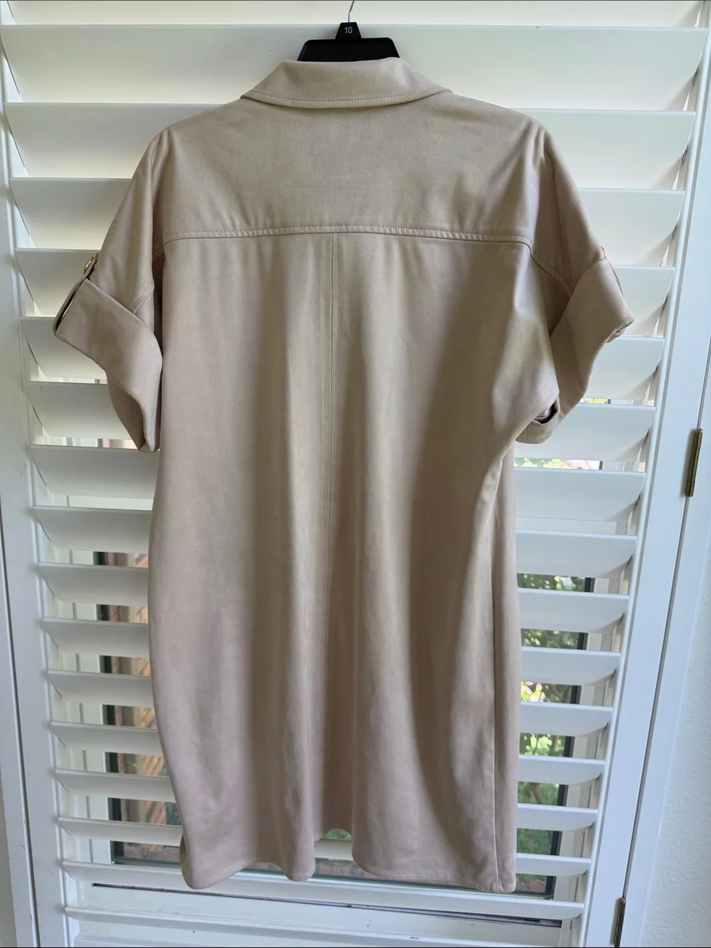 NWT Trina Turk Sequoia Suede Tan Button-Front Dress